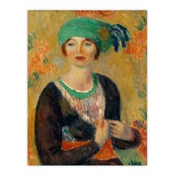 Artery8 William James Glackens Framed Wall Art Portrait of a in Green Turban - Size: A4 - thumbnail 3