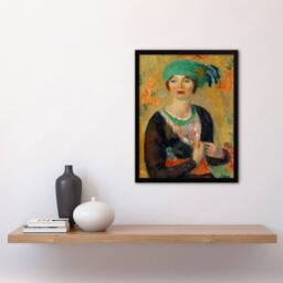 Artery8 William James Glackens Framed Wall Art Portrait of a in Green Turban - Size: A4 - thumbnail 2