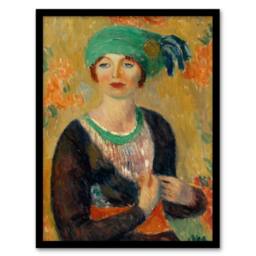 Artery8 William James Glackens Framed Wall Art Portrait of a in Green Turban - Size: A4 - thumbnail 1