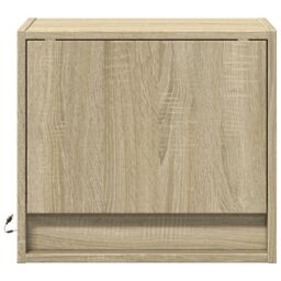 Berkfield Home Wall-mounted Bedside Cabinets with LED Lights 2 pcs Sonoma Oak in Brown - thumbnail 6