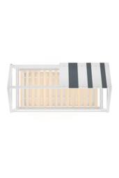 Wooden Kids House Bunk Bed with Playhouse Roof in White - thumbnail 5