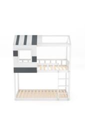 Wooden Kids House Bunk Bed with Playhouse Roof in White - thumbnail 2