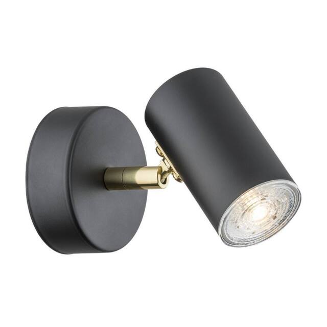 Netlighting Lagos Single Spotlight Black Structure Brass Elements