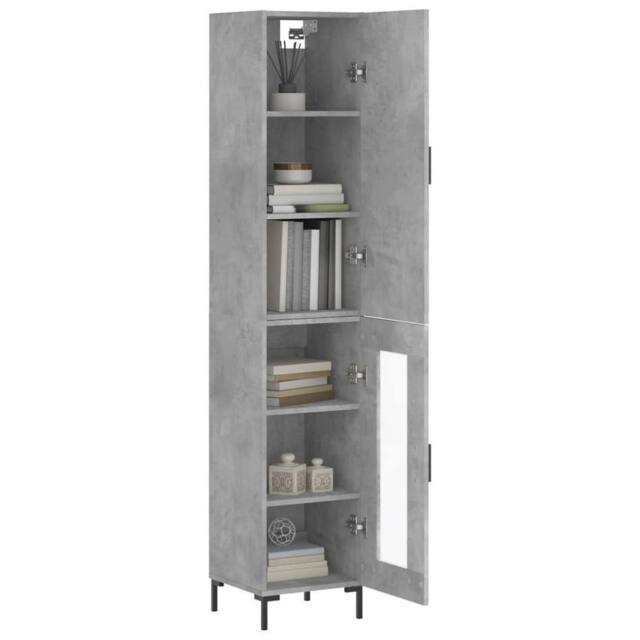 Berkfield Home Highboard Concrete Grey 34.5x34x180 cm Engineered Wood - image 1