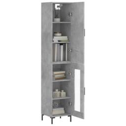 Berkfield Home Highboard Concrete Grey 34.5x34x180 cm Engineered Wood - thumbnail 1