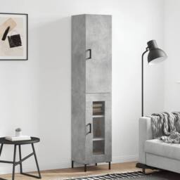Berkfield Home Highboard Concrete Grey 34.5x34x180 cm Engineered Wood - thumbnail 2