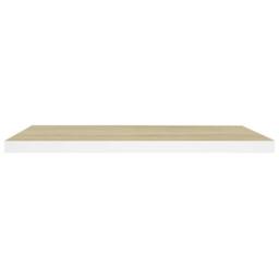Berkfield Home Floating Wall Shelves 2 pcs Oak & White 80x23.5x3.8 cm MDF in Brown - thumbnail 5