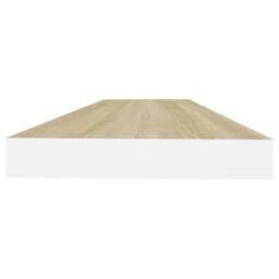 Berkfield Home Floating Wall Shelves 2 pcs Oak & White 80x23.5x3.8 cm MDF in Brown - thumbnail 6