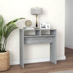 Berkfield Home Console Table Grey Sonoma 78x30x80 cm Engineered Wood - Size: 78 x 30 x 80 cm - thumbnail 1