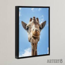 "Artery8 Up close look at a giraffe Carol M Highsmith Framed Canvas Wall Art in Blue - Size: W12"" x H16""" - thumbnail 2