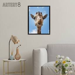 "Artery8 Up close look at a giraffe Carol M Highsmith Framed Canvas Wall Art in Blue - Size: W12"" x H16""" - thumbnail 3