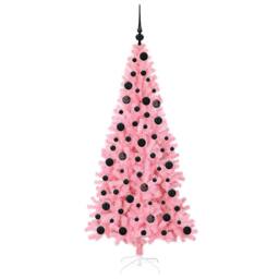 Berkfield Home Christmas Tree with 300 LEDs with Stand Pink 180 cm PVC - thumbnail 4