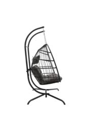 Garden Sanctuary 2-Seater Outdoor Hanging Egg-Shaped Chair in Black - thumbnail 5