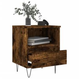 Berkfield Home Bedside Cabinet Smoked Oak 40x35x50 cm Engineered Wood in Brown - Size: 40 x 35 x 50 cm - thumbnail 4