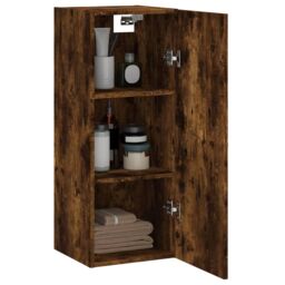 Berkfield Home Wall Mounted Cabinet Smoked Oak 34.5x34x90 cm Engineered Wood in Brown - thumbnail 4