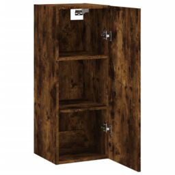 Berkfield Home Wall Mounted Cabinet Smoked Oak 34.5x34x90 cm Engineered Wood in Brown - thumbnail 5