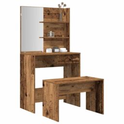 Berkfield Home Dressing Table Set Old Wood Engineered Wood in Brown - thumbnail 1