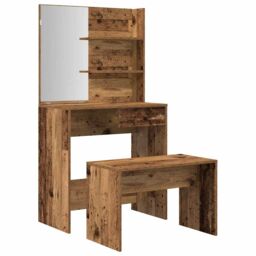 Berkfield Home Dressing Table Set Old Wood Engineered Wood in Brown - thumbnail 2