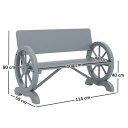 OUTSUNNY Wooden Garden Bench Outdoor Loveseat with High Back, Grey - thumbnail 3