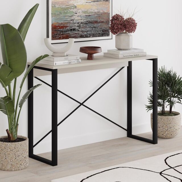 FWStyle Modern Sandstone Narrow Hallway Console Table in Beige - image 1