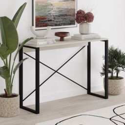 FWStyle Modern Sandstone Narrow Hallway Console Table in Beige