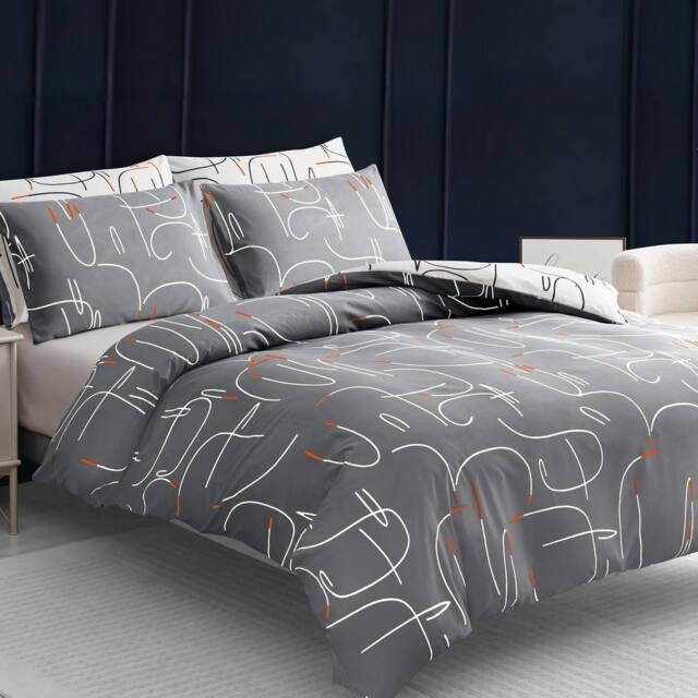 Grace Double Brushed Duvet Cover Single Supersoft with Zipper Closure in Grey - image 1