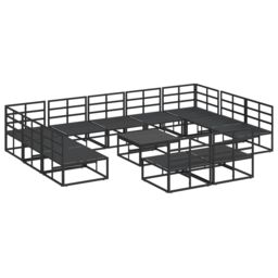 Berkfield Home Garden Sofa Set 12 pcs Black 70 x 70 x 32 cm Aluminium - thumbnail 8