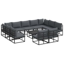 Berkfield Home Garden Sofa Set 12 pcs Black 70 x 70 x 32 cm Aluminium - thumbnail 2