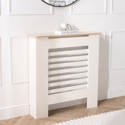 OHS Engineered Wood Radiator Cover Modern Hallway Shelf Furniture in Cream - thumbnail 2