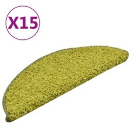 Berkfield Home Comfortable Carpet Stair Treads 15 pcs Green 56x17x3 cm - Size: Medium - thumbnail 3