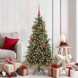Berkfield Home Elegant Artificial Hinged Christmas Tree Green 150 cm PE & PVC - thumbnail 2