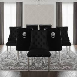 HOME LUXE INTERIOR Set of 6 Majestic Hudson Black Leather Lion Knocker Dining Chairs - thumbnail 6