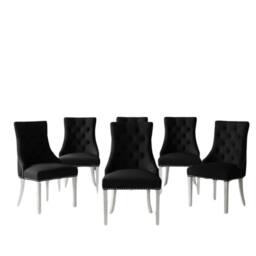 HOME LUXE INTERIOR Set of 6 Majestic Hudson Black Leather Lion Knocker Dining Chairs - thumbnail 3