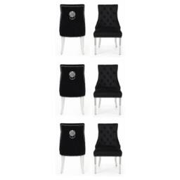HOME LUXE INTERIOR Set of 6 Majestic Hudson Black Leather Lion Knocker Dining Chairs - thumbnail 1