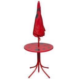 Berkfield Home Sturdy 3 Piece Kids' Garden Bistro Set with Parasol Red