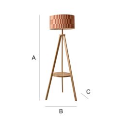 ValueLights Morrigan Tripod Floor Lamp with Orange Checker Bamboo Shade & Bulb in Natural - thumbnail 7