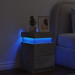 Berkfield Home Bedside Cabinet with LED Lights Concrete Grey 35x39x55 cm - Size: 35 x 39 x 55 cm - thumbnail 4