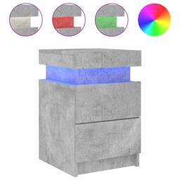 Berkfield Home Bedside Cabinet with LED Lights Concrete Grey 35x39x55 cm - Size: 35 x 39 x 55 cm - thumbnail 2