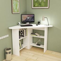 Destina Home Corner Computer Desk with Shelves in White - Size: 1 Pack - thumbnail 4