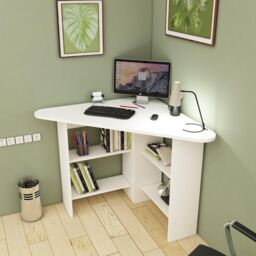 Destina Home Corner Computer Desk with Shelves in White - Size: 1 Pack - thumbnail 3