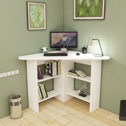 Destina Home Corner Computer Desk with Shelves in White - Size: 1 Pack - thumbnail 2