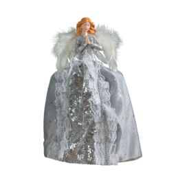 Samuel Alexander 28cm Christmas Angel Tree Topper Decoration with Feather Wings in Silver - thumbnail 9