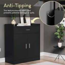 Home Discount Vida Designs Dalby 2 Door 1 Drawer Shoe Cabinet Storage in Black - thumbnail 3