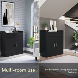 Home Discount Vida Designs Dalby 2 Door 1 Drawer Shoe Cabinet Storage in Black - thumbnail 6