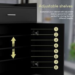 Home Discount Vida Designs Dalby 2 Door 1 Drawer Shoe Cabinet Storage in Black - thumbnail 5