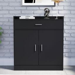 Home Discount Vida Designs Dalby 2 Door 1 Drawer Shoe Cabinet Storage in Black - thumbnail 8