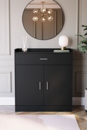 Home Discount Vida Designs Dalby 2 Door 1 Drawer Shoe Cabinet Storage in Black - thumbnail 9