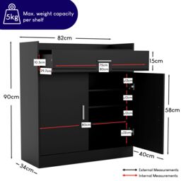 Home Discount Vida Designs Dalby 2 Door 1 Drawer Shoe Cabinet Storage in Black - thumbnail 2