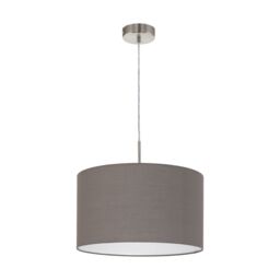 Loops Pendant Light Colour Satin Nickel Shade Anthracite Brown Fabric Bulb E27 1x60W in Metallics