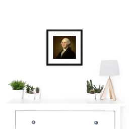 Artery8 Gilbert Stuart George Washington 1796 Painting 8X8 Inch Square Wooden Framed Wall Art Print Picture with Mount in Black - thumbnail 2